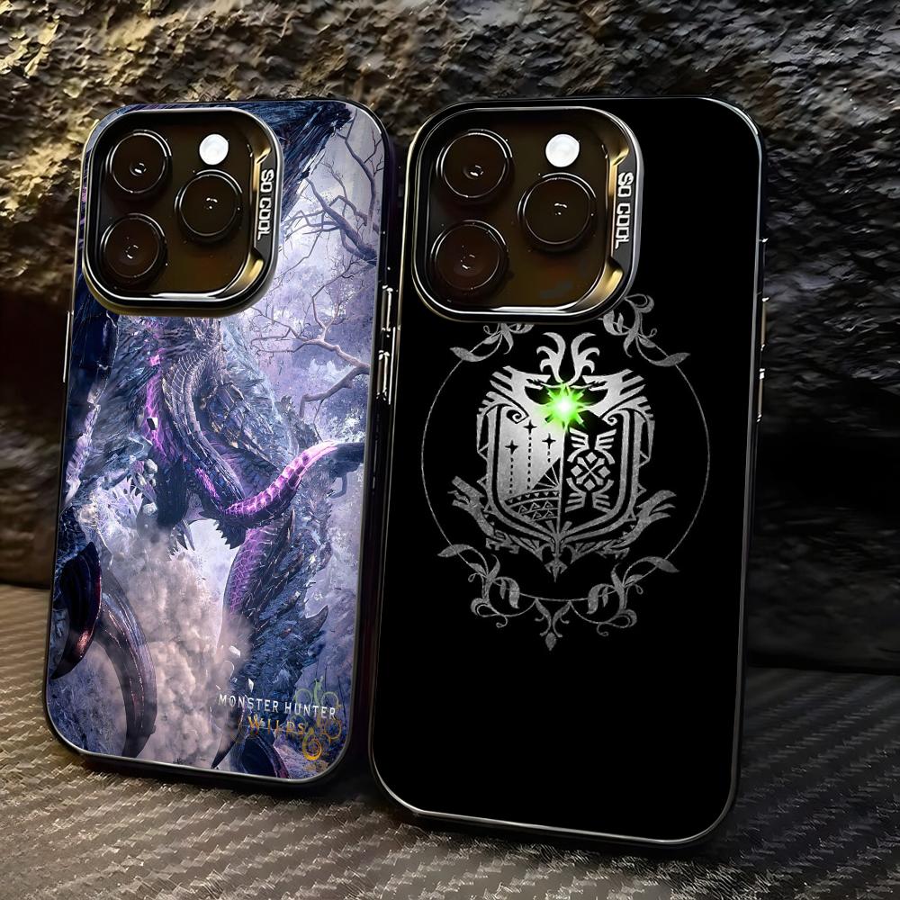 Monstera - 人気ゲーム「モンスターハンター」のスマホケース。lMDColorのシルバーシェル。iPhone 18、17、16、15、14、13、12、11 Pro Max、Plusに対応。