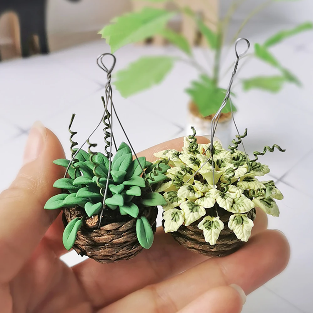 Terracotta Pot - ドールハウス,シミュレーション,装飾アクセサリー,ミニチュア,緑の陶器,モデル1/12