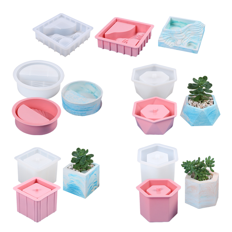 Succulent Set - シリコーン多肉植物植木鉢,プランター,花瓶,植物,植木鉢,セメント粘土,石膏型,キャンドル,石鹸工芸品,家の装飾,鋳造