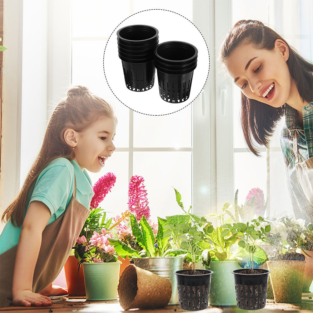 Indoor Plants - 15個入り、4インチのプラスチック製ネットポット。屋内・屋外のガーデンや育苗で使用できる、水耕栽培用プランターバスケット。野菜の栽培に最適。
