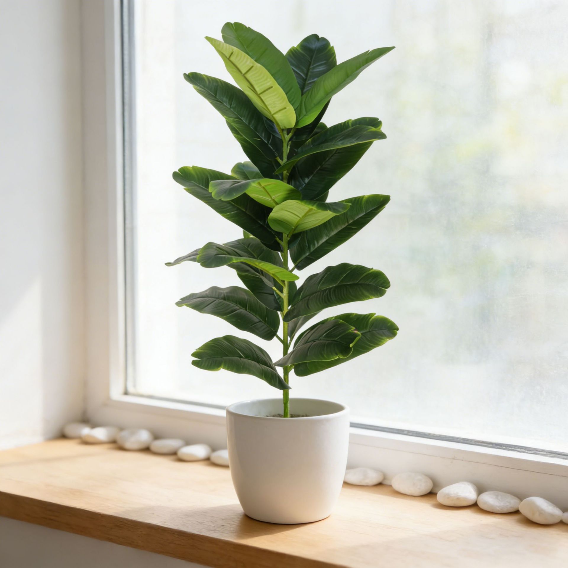 Fiddle Leaf Fig - 大型プラスチック製人工フィドルリーフフィグツリー、フェイクグリーン植物、室内・家庭・バルコニー用シミュレーション装飾