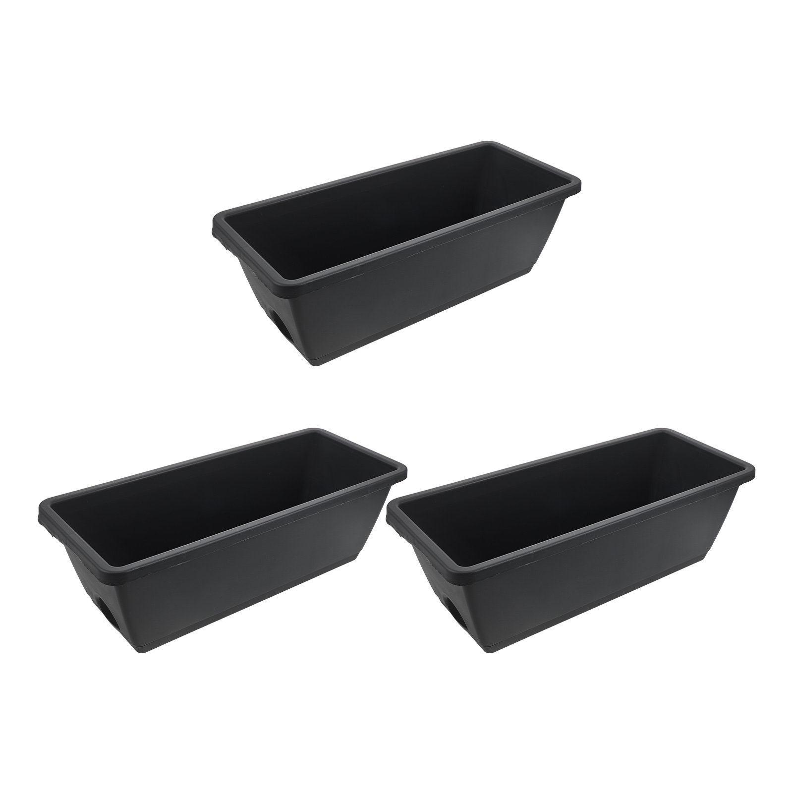 長方形の樹脂製プランター3個セット。排水穴付きのダークグレー - Succulent Set のレビューと価格