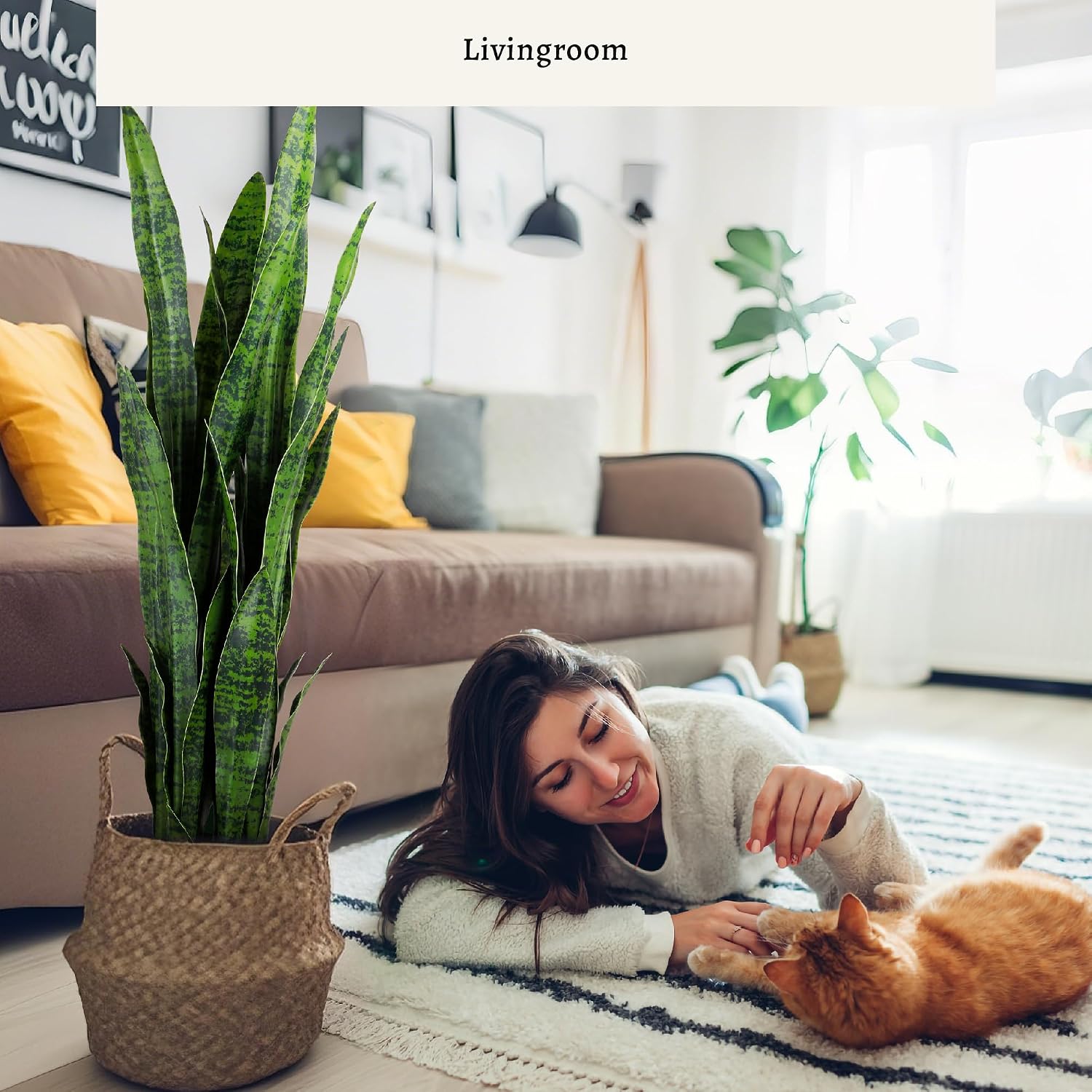 人工のスネークプラント、高さ約89cmの緑色の造花サンセベリ - Snake Plant のレビューと価格